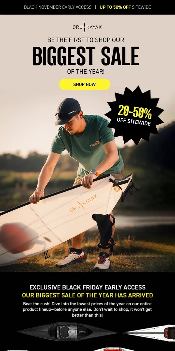 Email from Oru Kayak. Dive into our lowest prices of the year 🌊