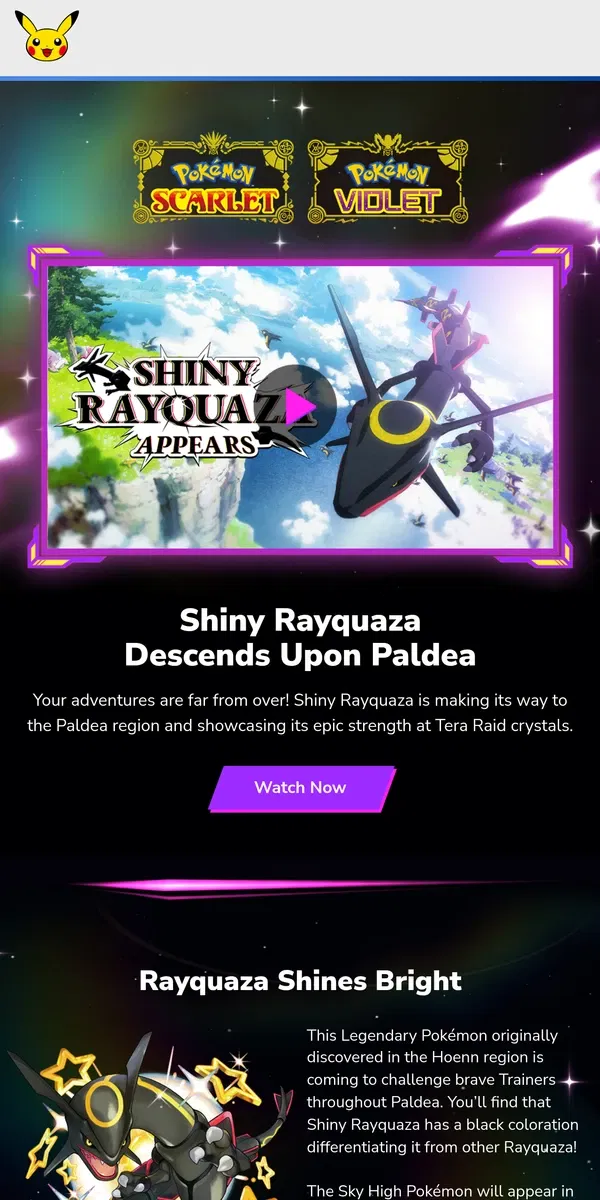 Email from Pokémon. Shiny Rayquaza? 👀✨