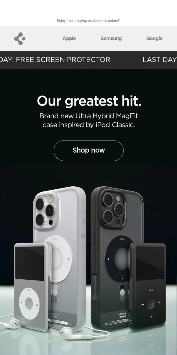 Email from Spigen. New: Throwback to the iPod Classic