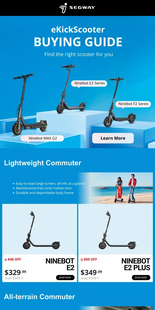 Email from Segway. Find the best scooter for yourself 🛴