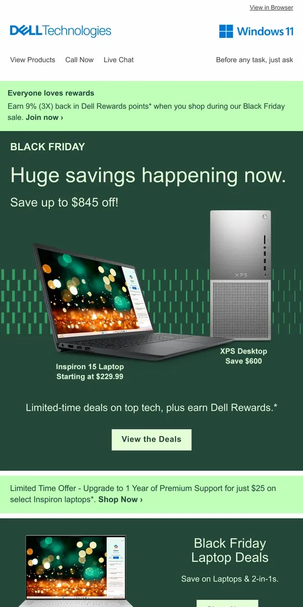 Email from Dell. Black Friday | Incredible prices on your favorites.