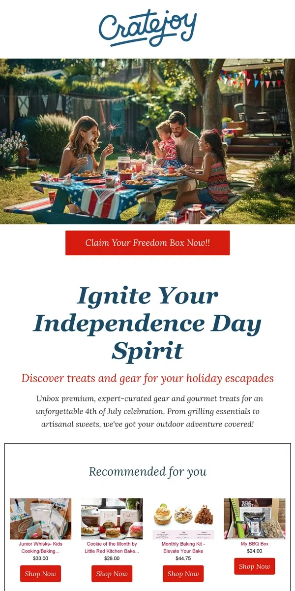 Email from Cratejoy. 💫Spark Joy This 4th💫 Exclusive Sneak Peek at Our Patriotic Boxes!