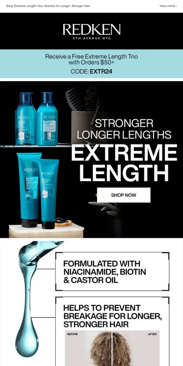 Email from Redken. Want Longer Hair?