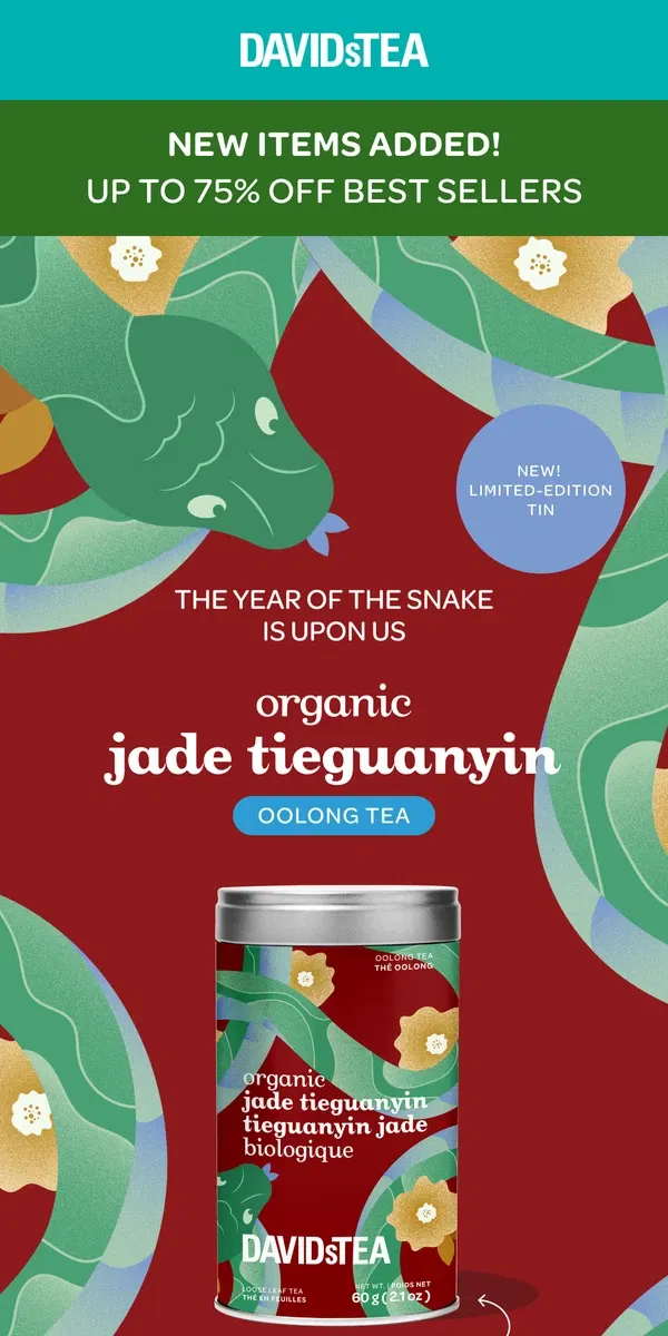 Email from DAVIDsTEA. Celebrate the Year of the Snake 🧧🐍🧨