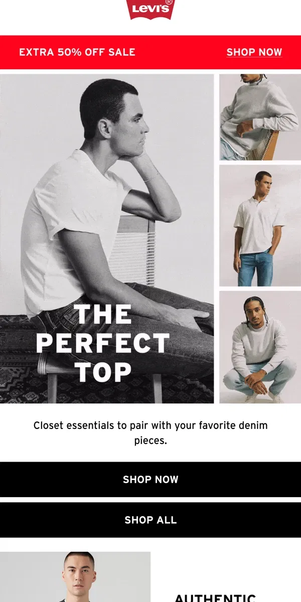 Email from Levi's. A top for every occasion