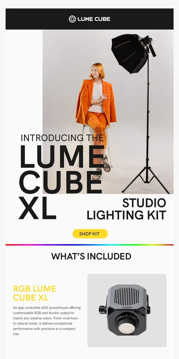 Email from Lume Cube. NEW Lume Cube XL Studio Lighting Kit