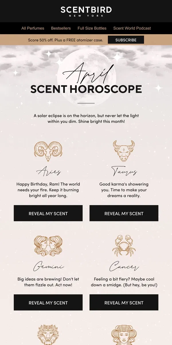 Email from Scentbird. See Your April Scent Horoscope