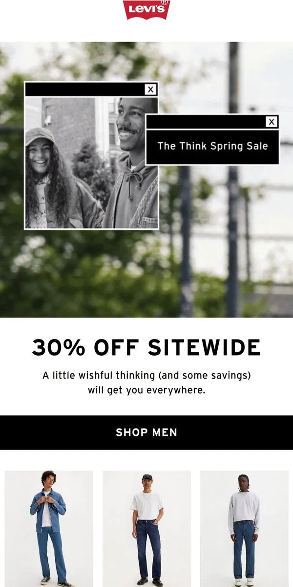 Email from Levi's. GET 30% OFF SITEWIDE