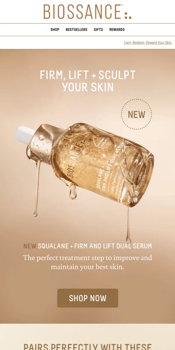 Email from Biossance. How to get sculpted, firmer skin for 2025