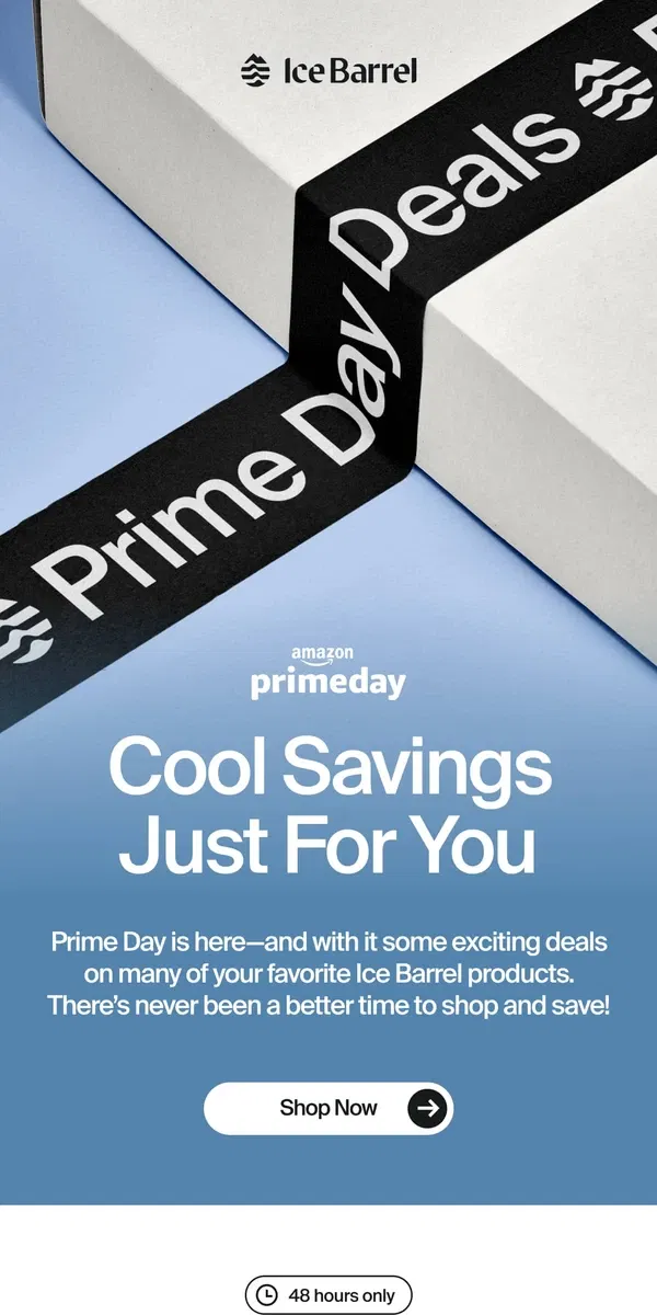 Email from Ice Barrel. Prime Day Deals For You! 💸