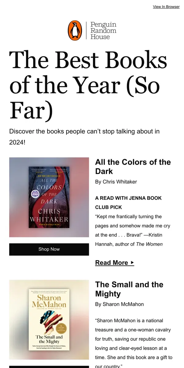 Email from Penguin Random House. The Best Books of the Year So Far