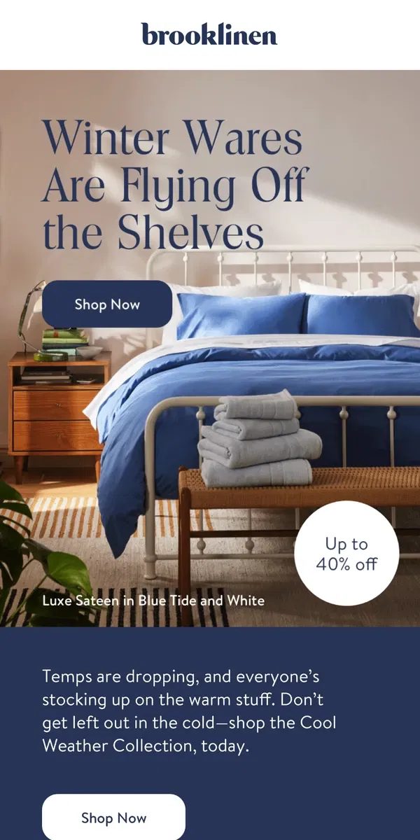 Email from Brooklinen. Cozy Up: Elevate Your Bedroom for the Winter Chill ❄️