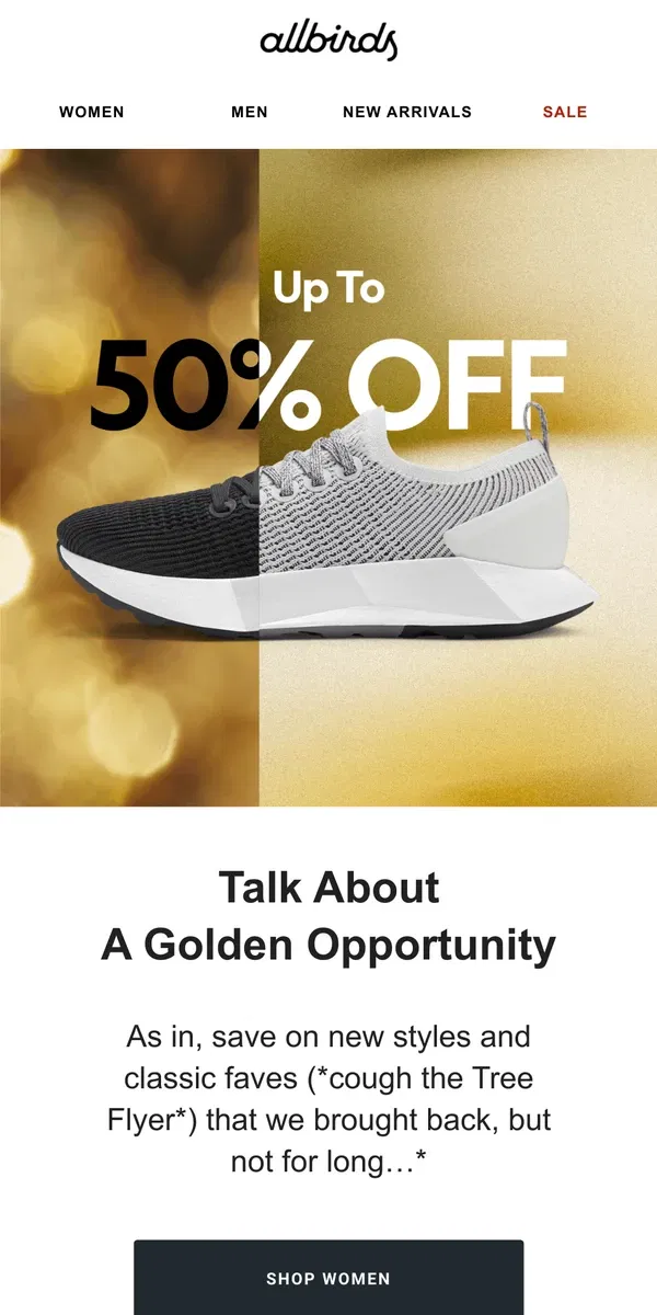 Email from Allbirds. It's Sunday But We're Talking Black Friday