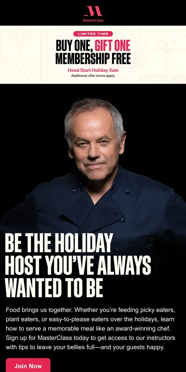 Email from Masterclass. Host a holiday meal that *everyone* can enjoy