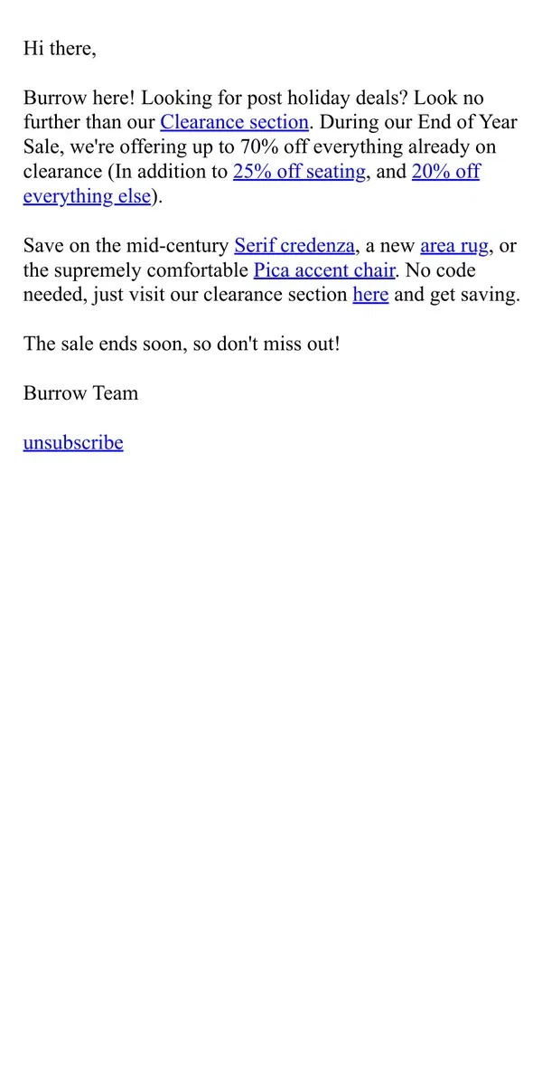 Email from Burrow. The best deals to be had