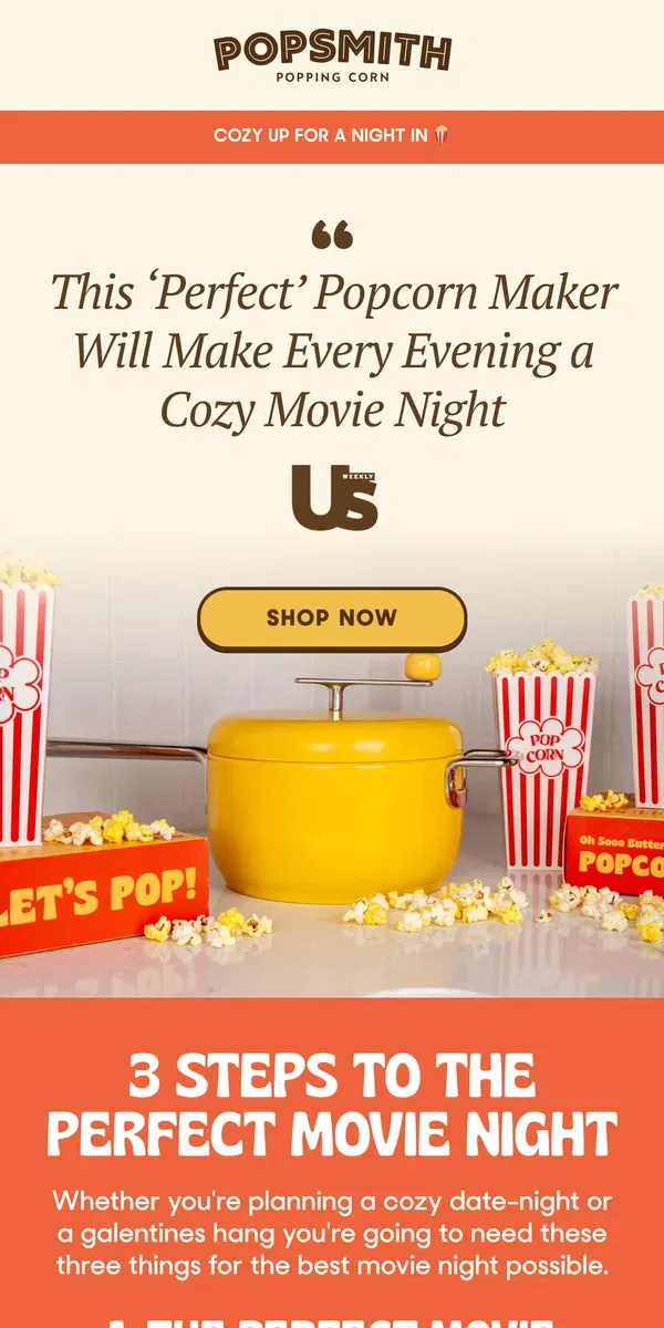 Email from Popsmith. Ready for a cozy night in?