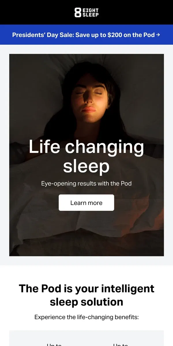 Email from Eight Sleep. Wake up less in the middle of the night