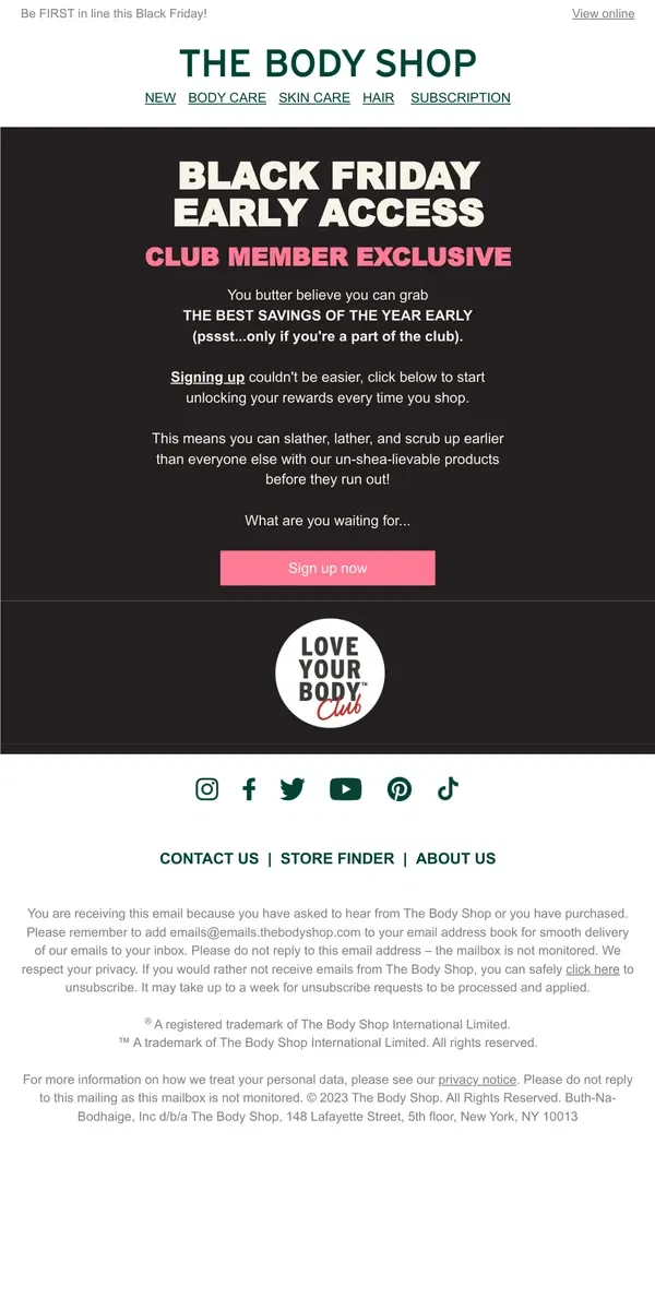 Email from The Body Shop. BLACK FRIDAY is coming.... 👀