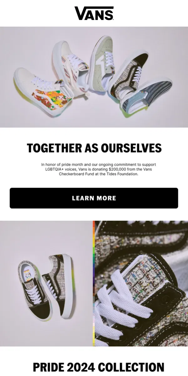 Email from Vans. TOGETHER AS OURSELVES