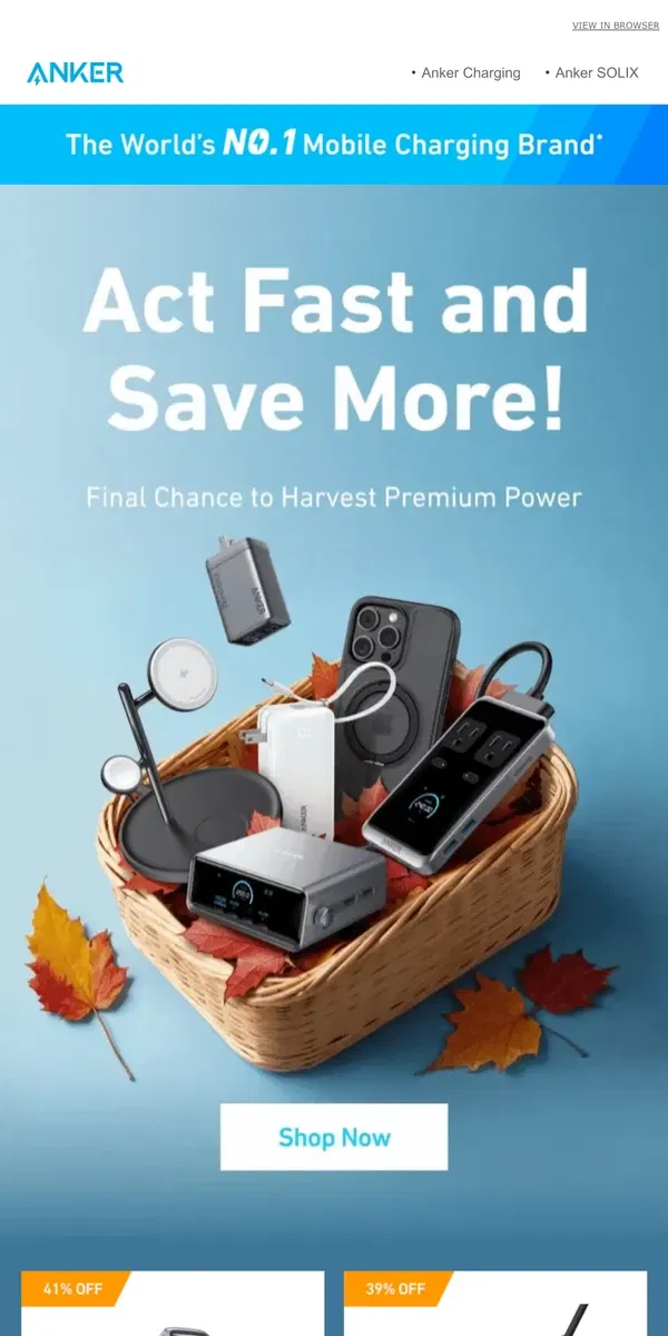 Email from Anker. 🌾 Hurry! Last Call for Fall Discounts on Energizing Deals