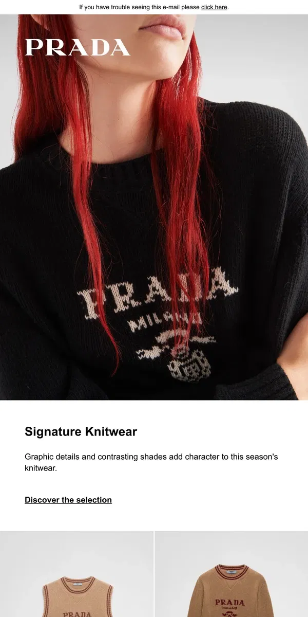 Email from Prada. Signature Knitwear