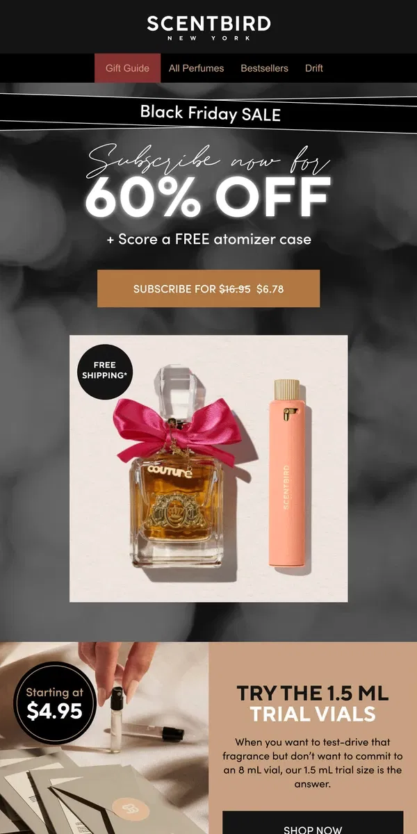 Email from Scentbird. Black Friday savings starts now!