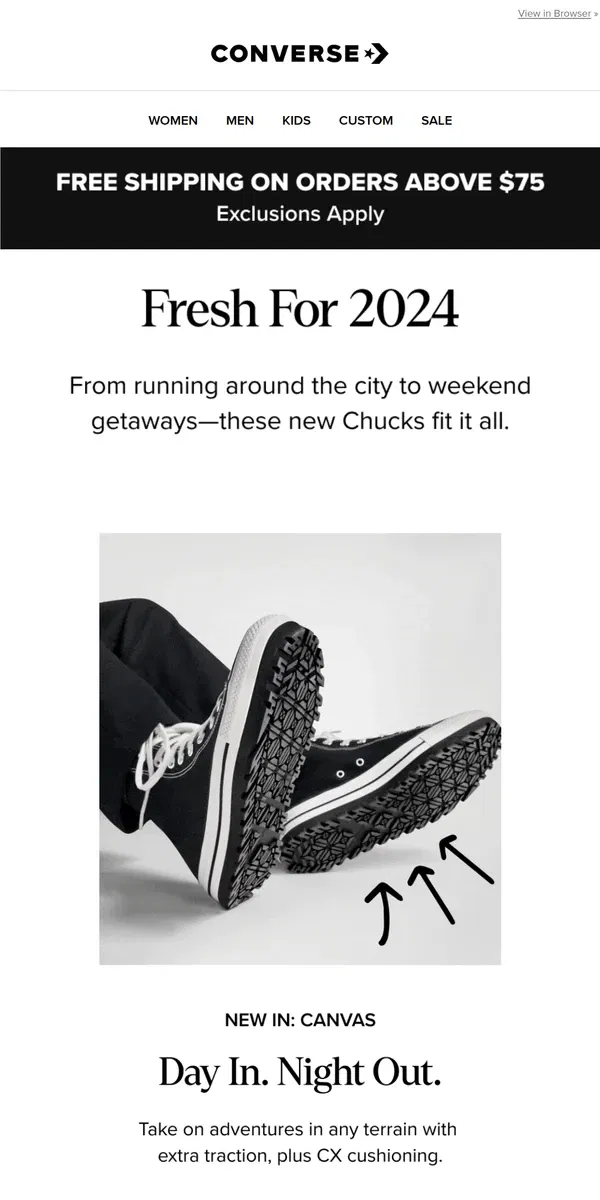 Email from Converse. *NEW* Chucks for all your plans 👉