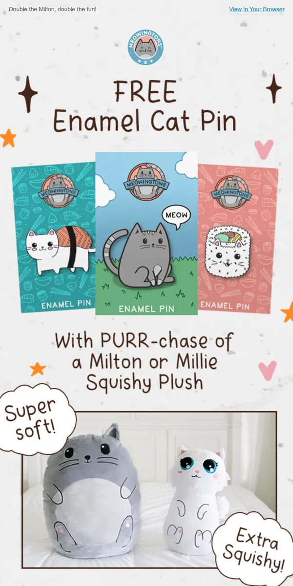 Email from Meowingtons. FREE Enamel Cat Pin! 🙀