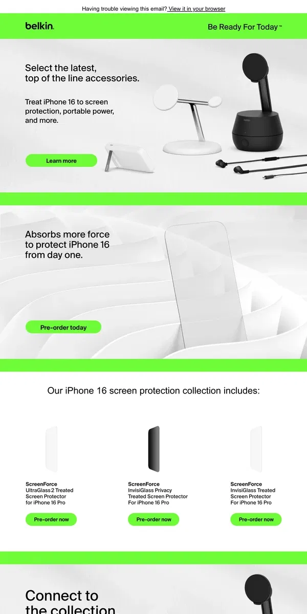 Email from Belkin. iPhone 16 Collection is here