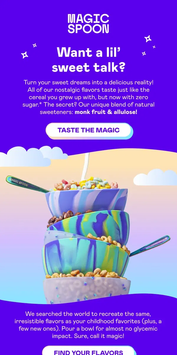 Email from Magic Spoon Cereal. Wait, Magic Spoon has 0g added sugars? 🤯