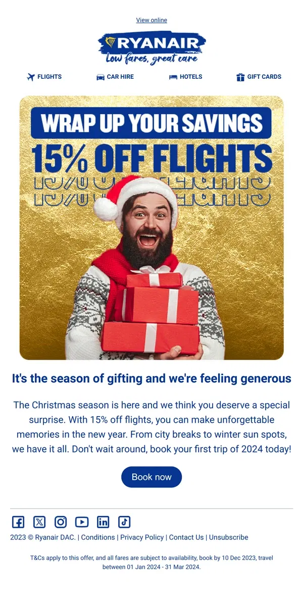 Email from Ryanair. A special gift just for you