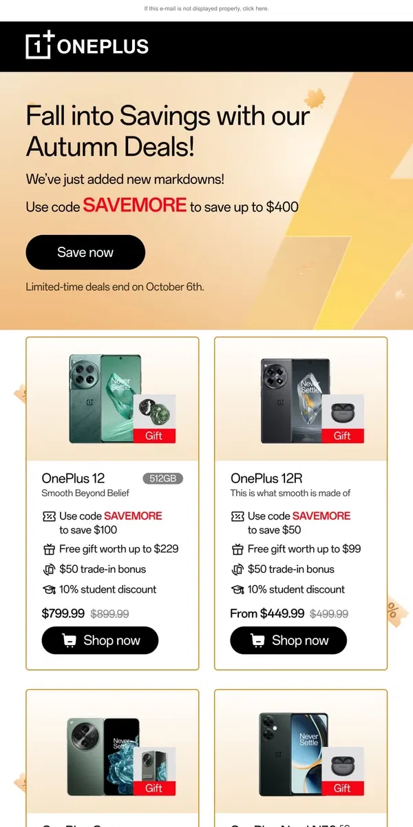 Email from OnePlus. Hello, Autumn!