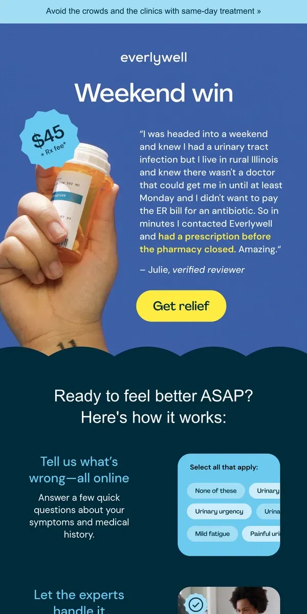 Email from Everlywell. Feel better faster