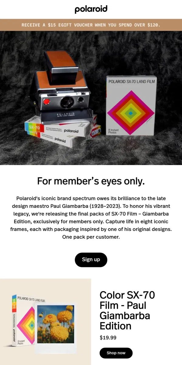 Email from Polaroid. 👀 Members Only Perk-Alert