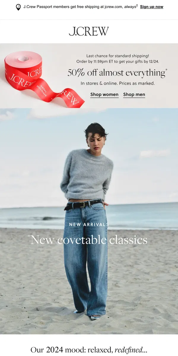 Email from J.Crew. New arrivals, new covetable classics