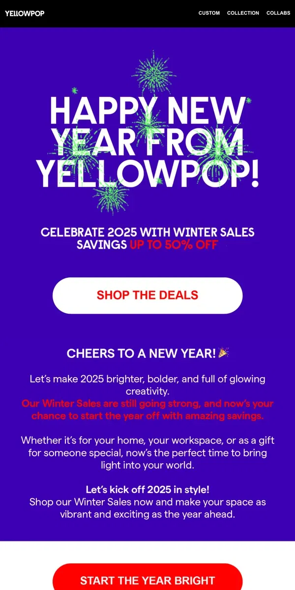 Email from Yellowpop. Happy New Year!