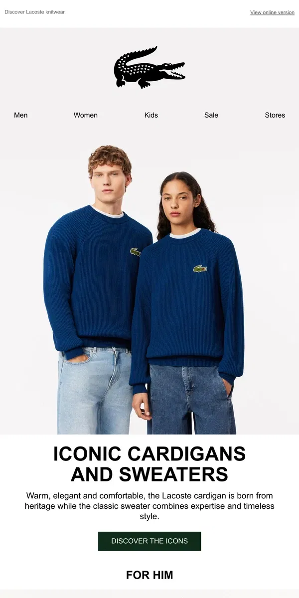 Email from Lacoste. Sweater Weather