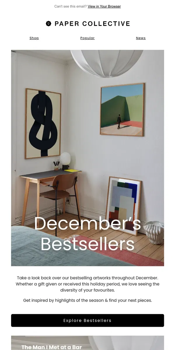 Email from Paper Collective. Take a look at December's Bestsellers!