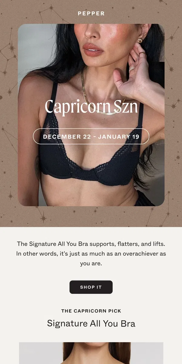 Email from Pepper. Calling All Capricorns