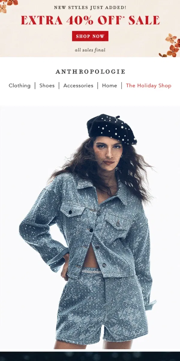 Email from Anthropologie. Dazzling denim, bright this way👖💎