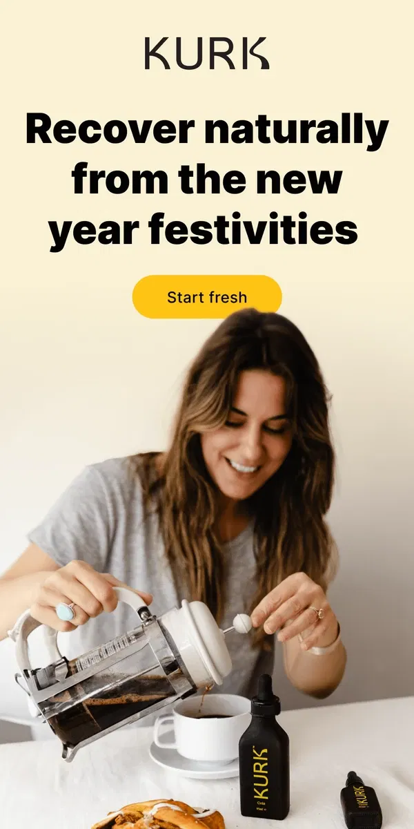 Email from Kurk life. Start fresh: revitalize your New Year