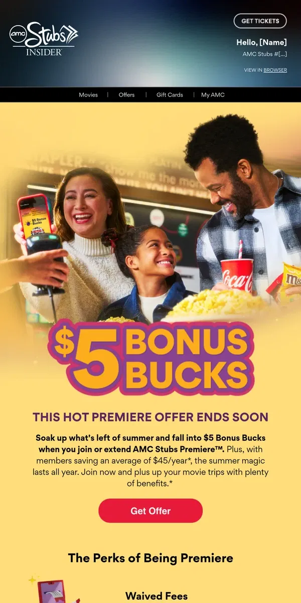 Email from AMC Theatres. Summer Is Ending and So Is This Offer