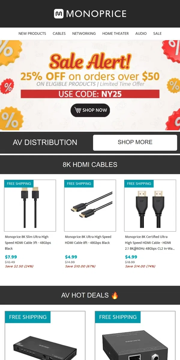 Email from Monoprice. Up to 74% OFF 8K HDMI Cables