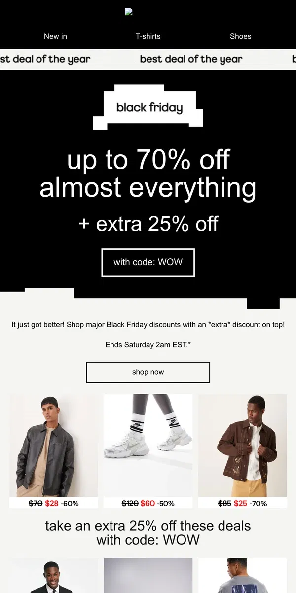 Email from ASOS. It's Black Friday: up to 70% off almost everything!