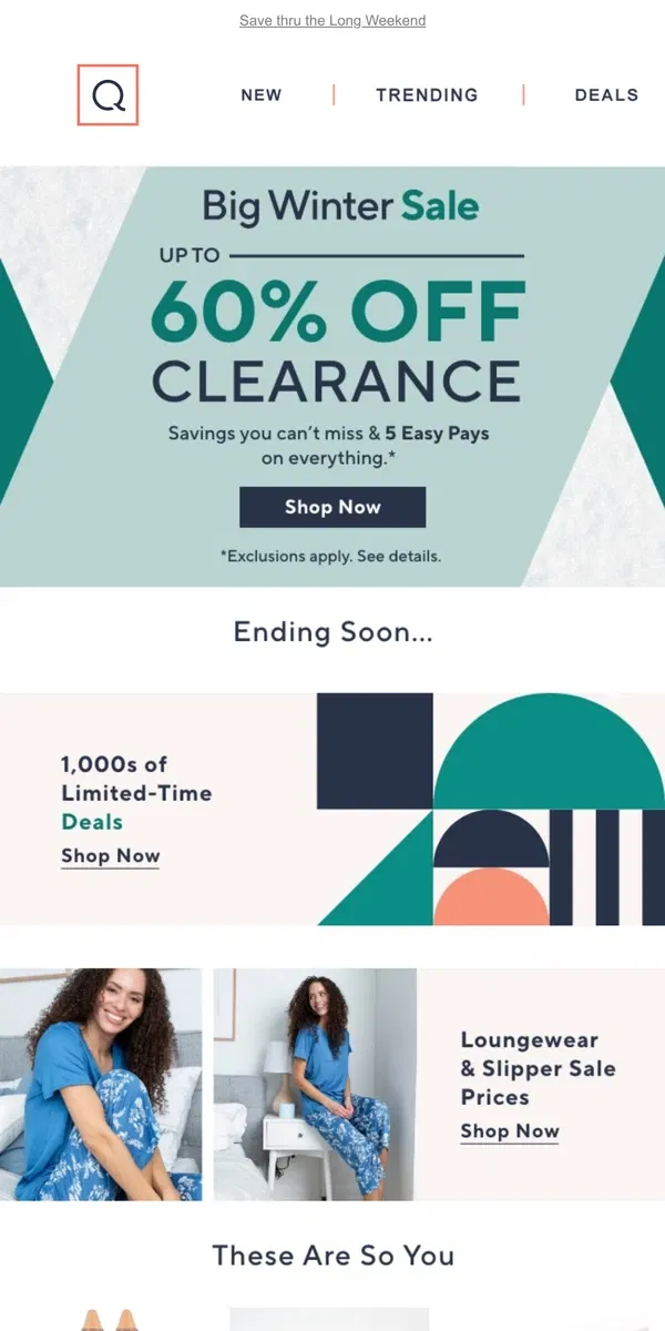 Email from QVC. Clearance Brrr-gain: Up to 60% Off!