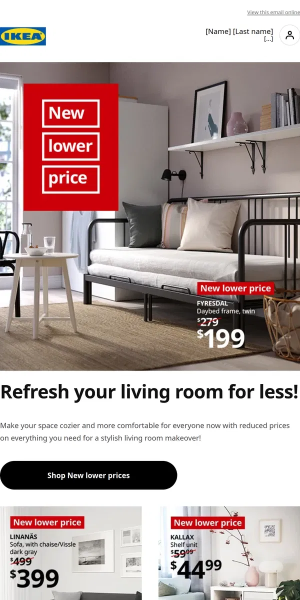 Email from IKEA. Quick, affordable living room refresh?