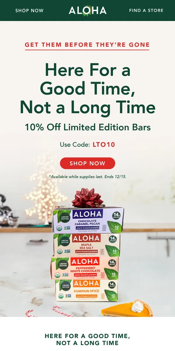 Email from ALOHA. Get Them While They Last