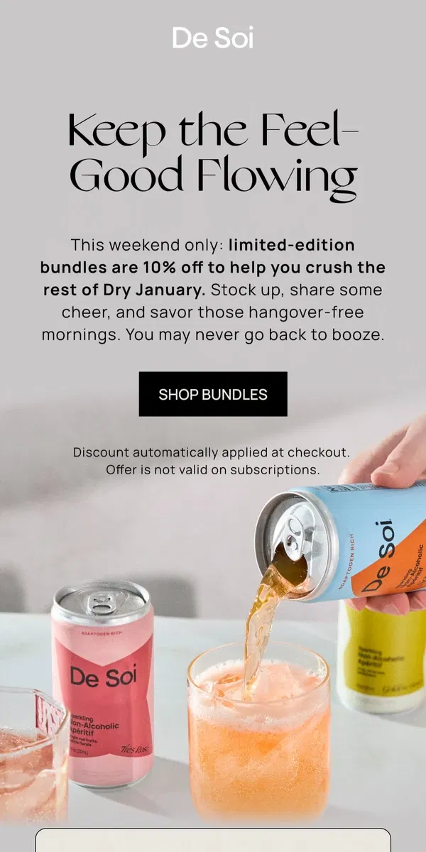 Email from De Soi. 10% off Dry January bundles?!