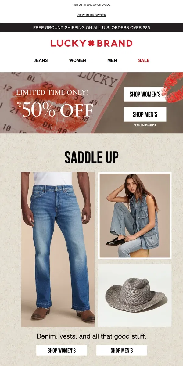 Email from Lucky Brand. Saddle Up! 🤠 New Western Styles Are In