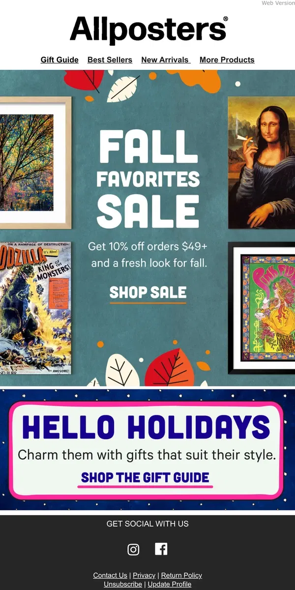 Email from AllPosters. 🎉 10% Off Orders $49+ 🎉